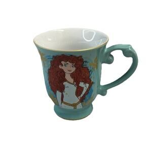 Disney Store Brave “Merida” Mug Teal Gold Trim Princess Pixar Coffee Mug 4.5”